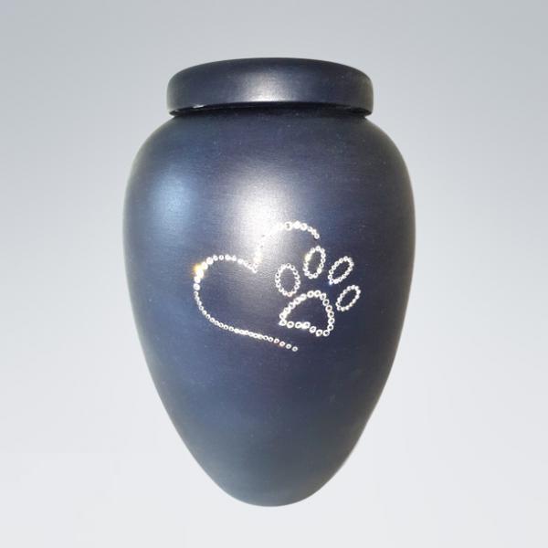 Tierurne Vase Herzpfote mit echten Swarovski-Kristallen